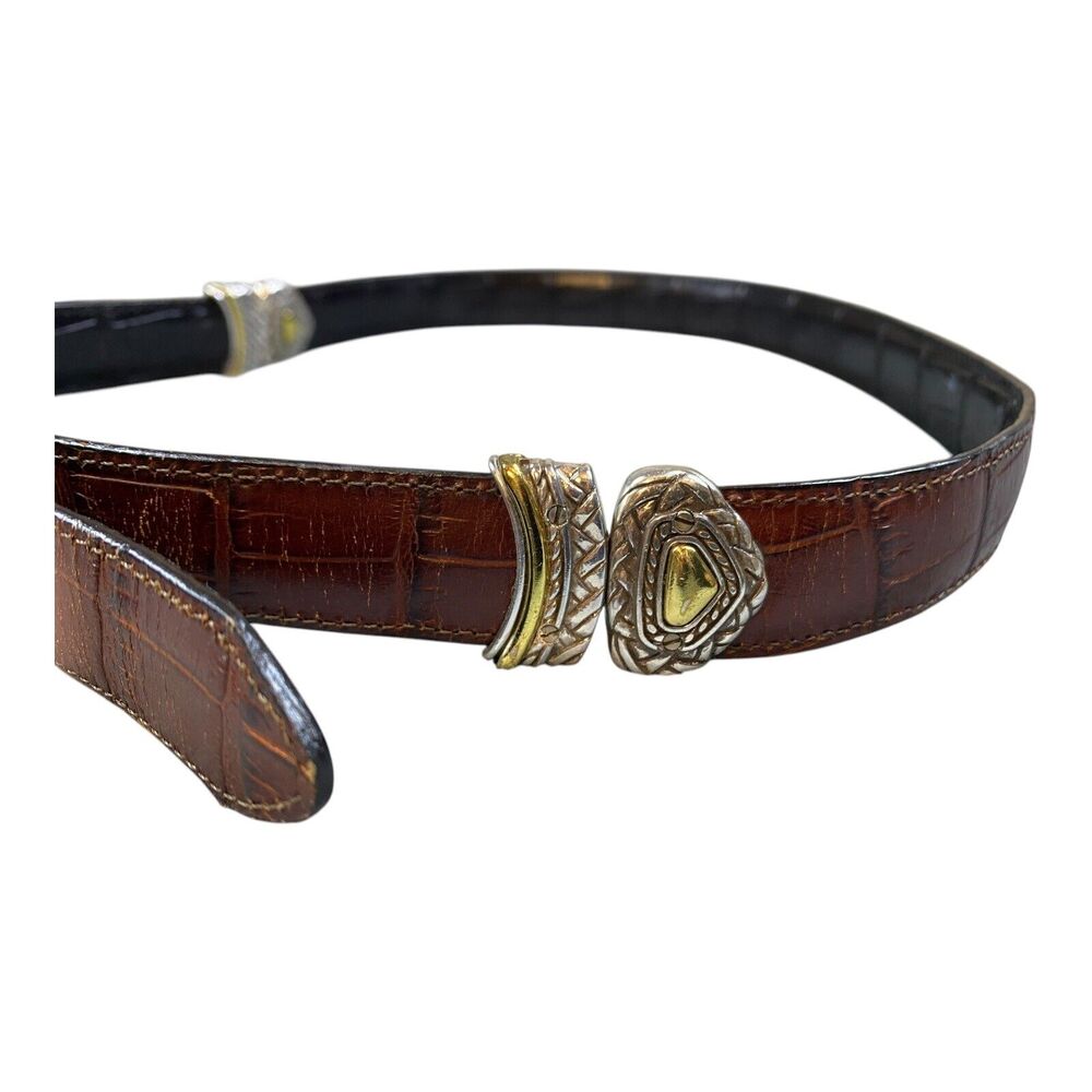 BRIGHTON Leather Belt Women’s M-30 Reversible Brown & Black Croc Leather #40210 - Picture 6 of 8